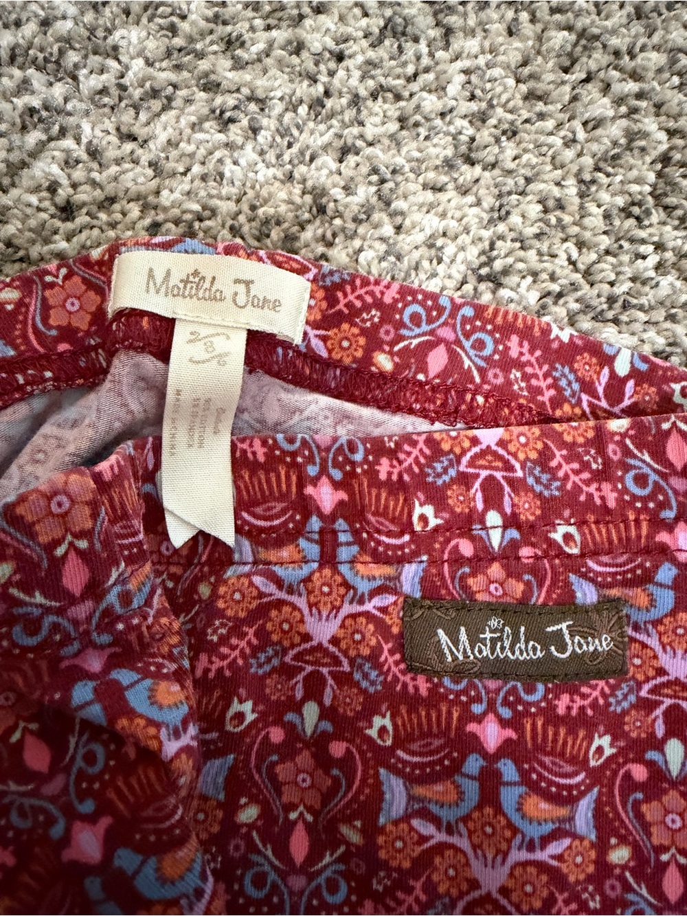 Girls Maroon Patterned Ruffle Bottoms - Picture 2 of 4